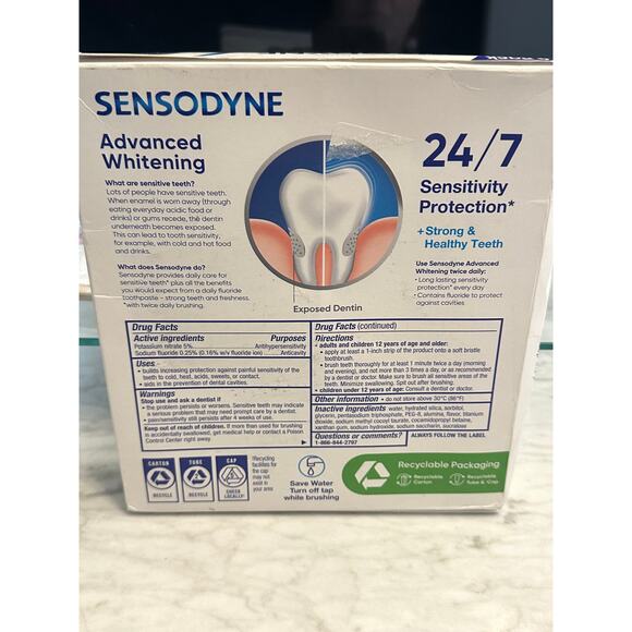 SENSODYNE Advanced Whitening Toothpaste, 6.5 oz, 4-Pack - Picture 5 of 7